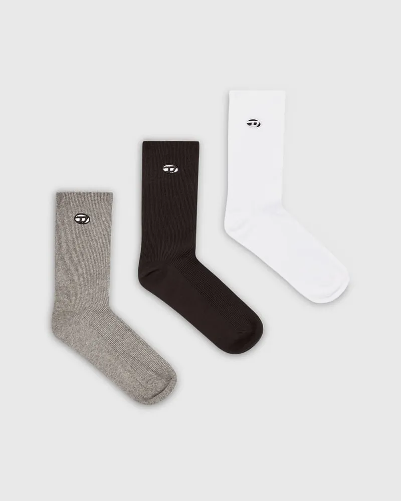 Diesel Baumwollsocken mit Oval D Stickerei im Dreierpack - Socken - Herren - Bunt Bunt