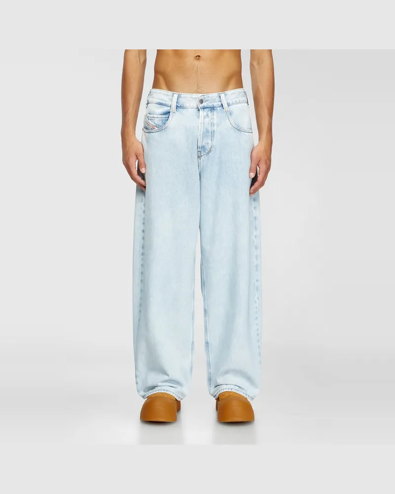 Diesel Relaxed Jeans Regular Waist 1997 D-Enim-M, Hellblau, Knopfverschluss Blau