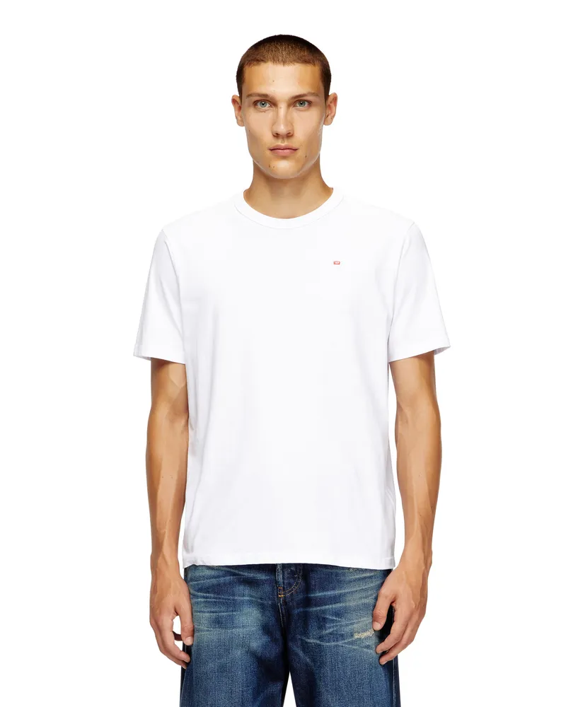 Diesel T-Shirt mit gesticktem Mikro-Logo - T-Shirts - Unisex - Weiss Weiss