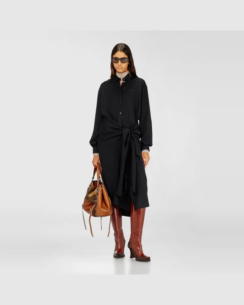 Diesel Midikleid mit verdrehtem Detail - Kleider - Damen - Schwarz Schwarz