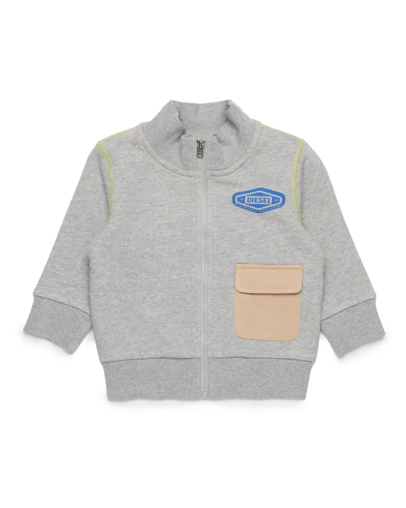 Diesel Sweatshirt mit Reißverschluss und Details aus Gabardine - Sweatshirts - Grau