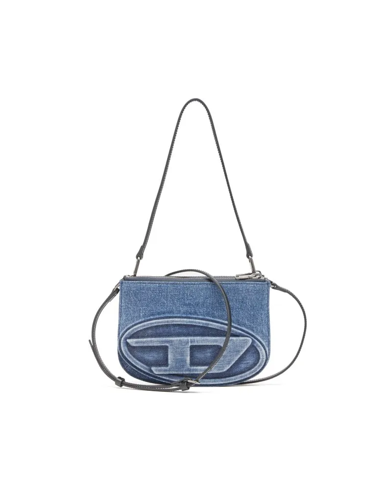 Diesel 1DR Twin-Schultertasche mit zwei Fächern aus solarisiertem Denim - Schultertaschen - Damen - Blau Blau