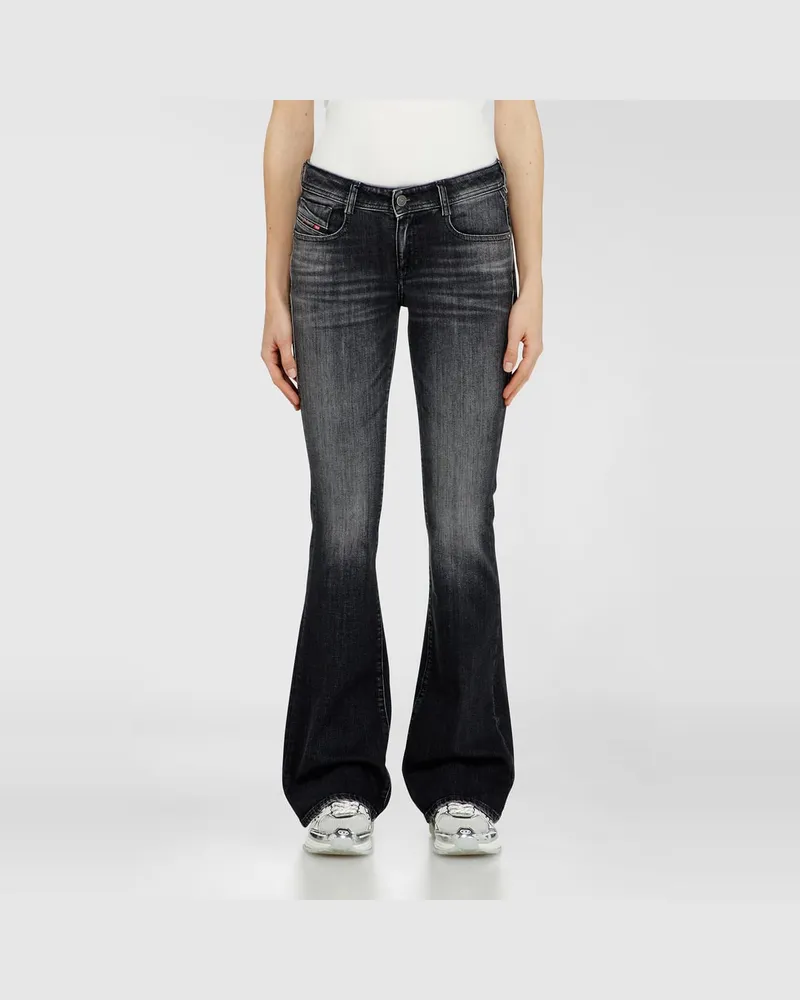 Diesel Bootcut Jeans Low Waist 1969 D-Ebbey, Schwarz/Dunkelgrau, Reißverschluss Schwarz