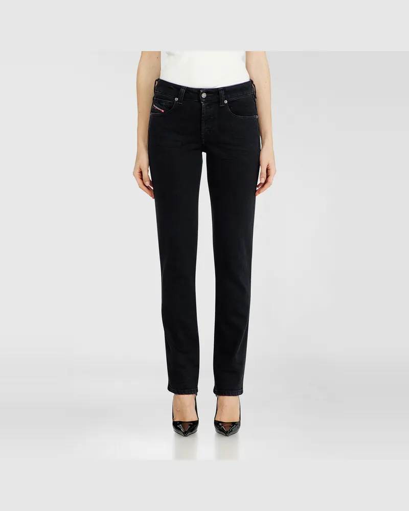 Diesel Slim Jeans Low Waist 1992 D-Jiann, Schwarz/Dunkelgrau, Knopfverschluss Schwarz