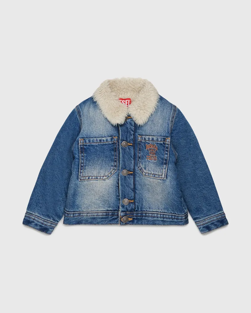 Diesel Jeansjacke mit weichem Pile-Kragen - Jacken - Unisex - Blau Blau
