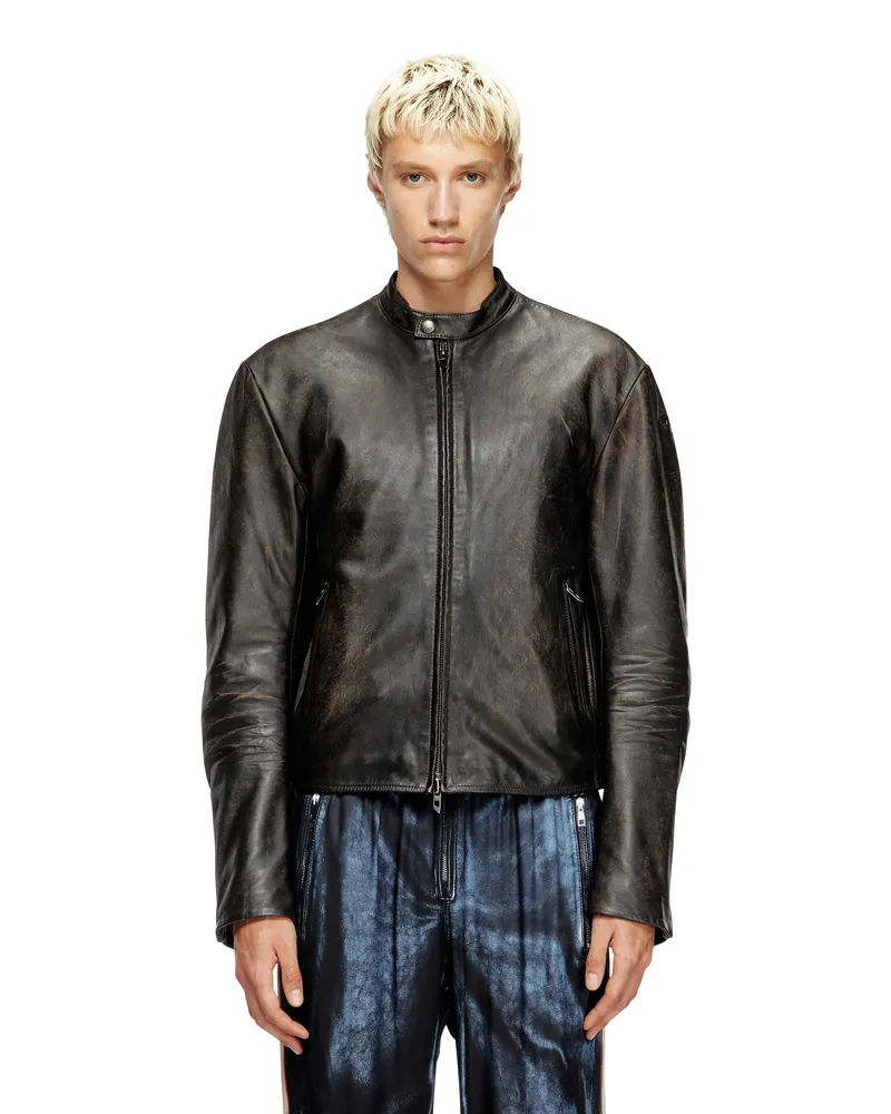 Diesel Vielgetragene Bikerjacke aus Leder - Lederjacken - Herren - Braun Braun