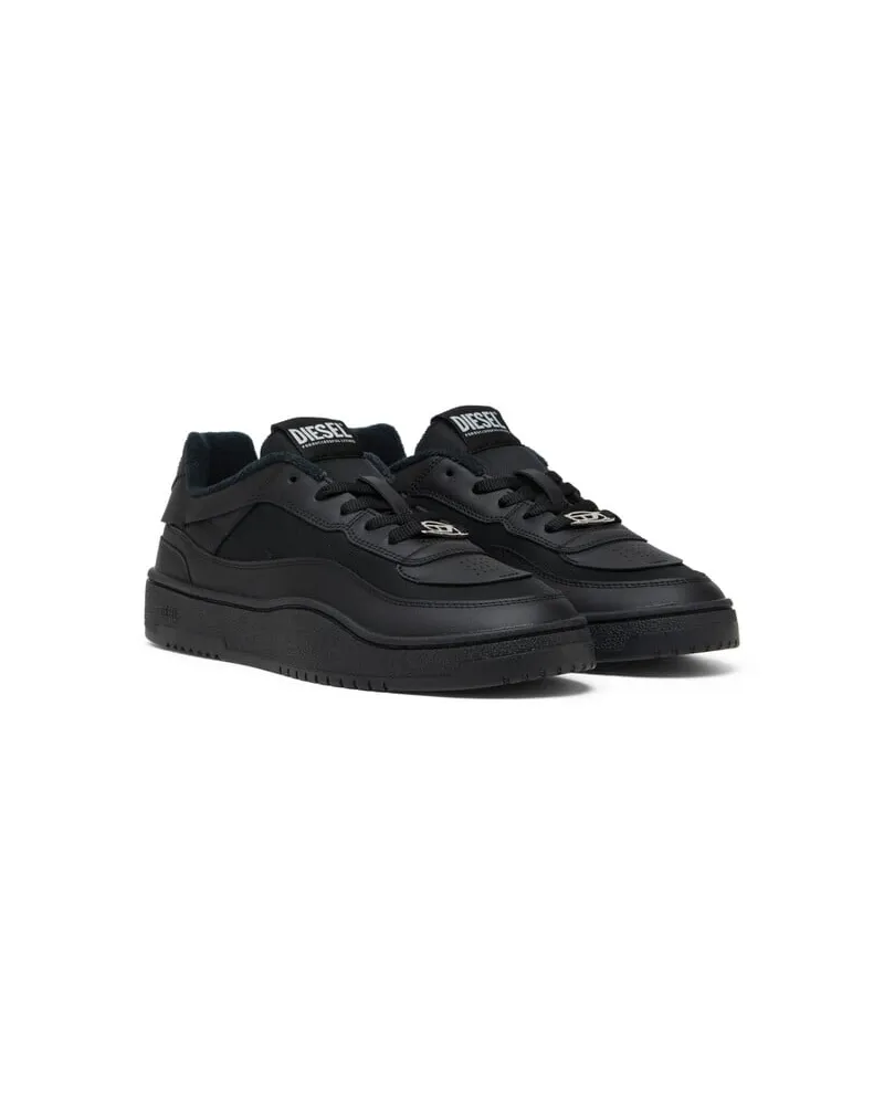 Diesel S-Oval Skate-Sneakers aus Leder mit Einsatz aus Stoff - Sneakers - Herren - Schwarz Schwarz