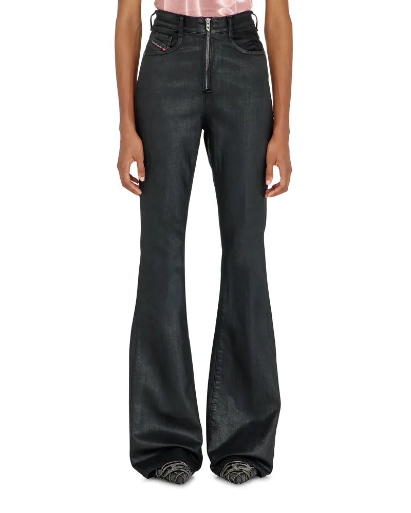 Diesel Bootcut Jeans High Waist 1973 D-Partt, Schwarz/Dunkelgrau, Reißverschluss Schwarz