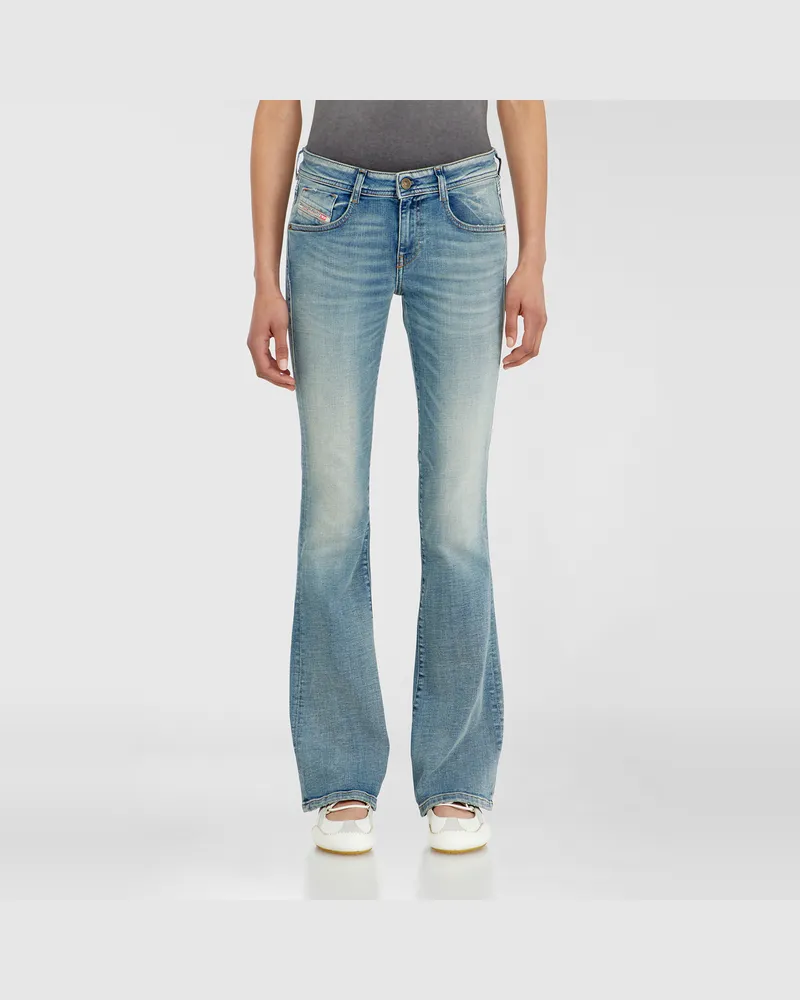Diesel Bootcut Jeans Low Waist 1969 D-Ebbey, Hellblau, Reißverschluss Blau