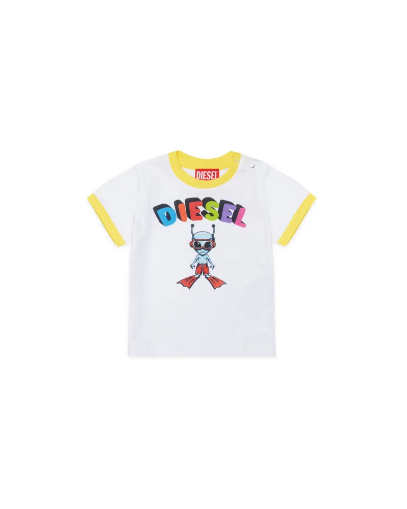 Diesel Ring-T-Shirt mit mehrfarbigem Alien-Logo - Beachwear - Herren - Weiss Weiss