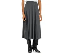 Midirock aus Rippjersey und Chiffon - Röcke - Damen - Grau