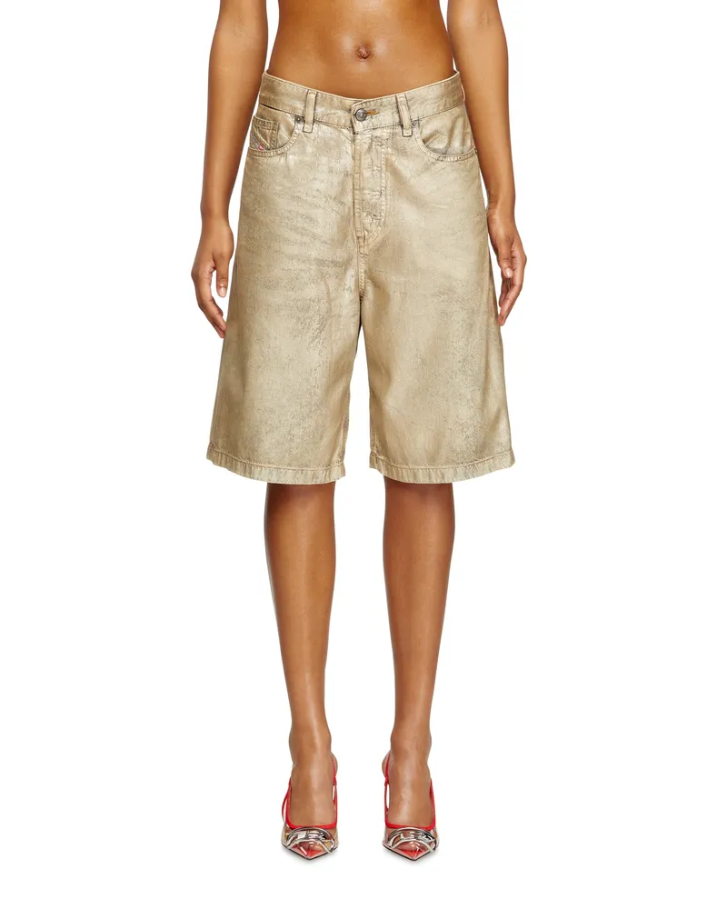 Diesel Shorts aus distressed Metallic-Denim - Denim Kurze Hose - Damen - Gold Gold