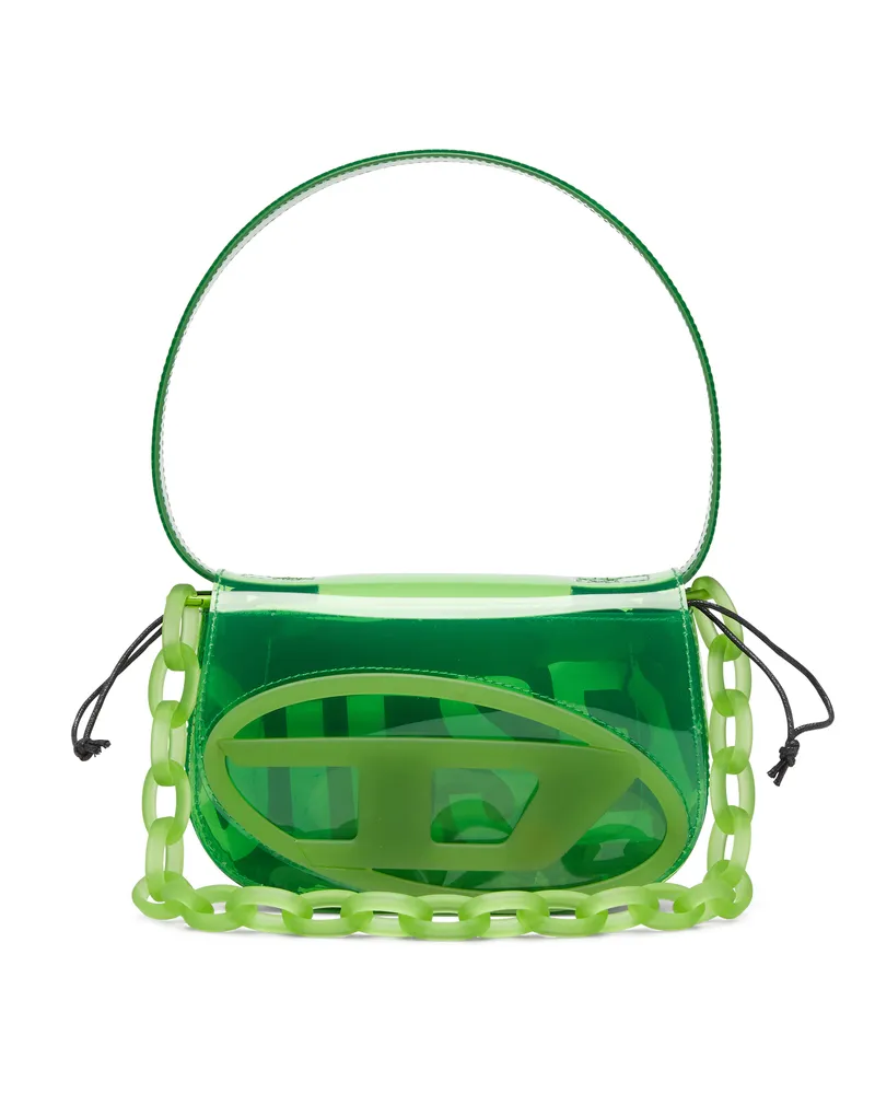 Diesel 1DR-Ikonische Schultertasche aus transparentem TPU - Schultertaschen - Damen - Grün Grün