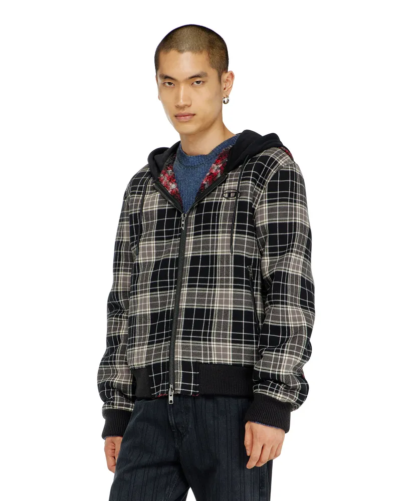 Diesel Karo - Karo-bomberjacke mit flanellmuster und teddyfutter - Winterjacken - Herren - Bunt Bunt
