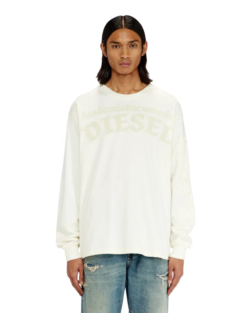 Diesel Langarm-T-Shirt mit Prints und Patches - T-Shirts - Herren - Weiss Weiss