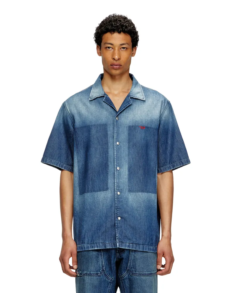 Diesel Bowling-Hemd in Kontrast-Effekt-Denim - Denimhemden - Herren - Blau Blau