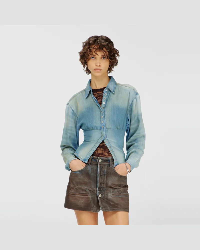Diesel Denimhemd mit abgesetztem Design - Denimhemden - Damen - Blau Blau