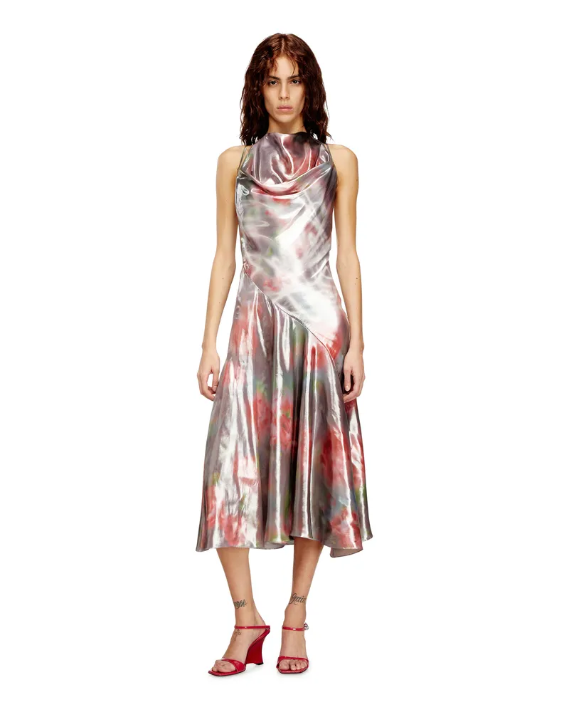 Diesel Metallisches Midikleid mit Rosendruck - Kleider - Damen - Bunt Bunt