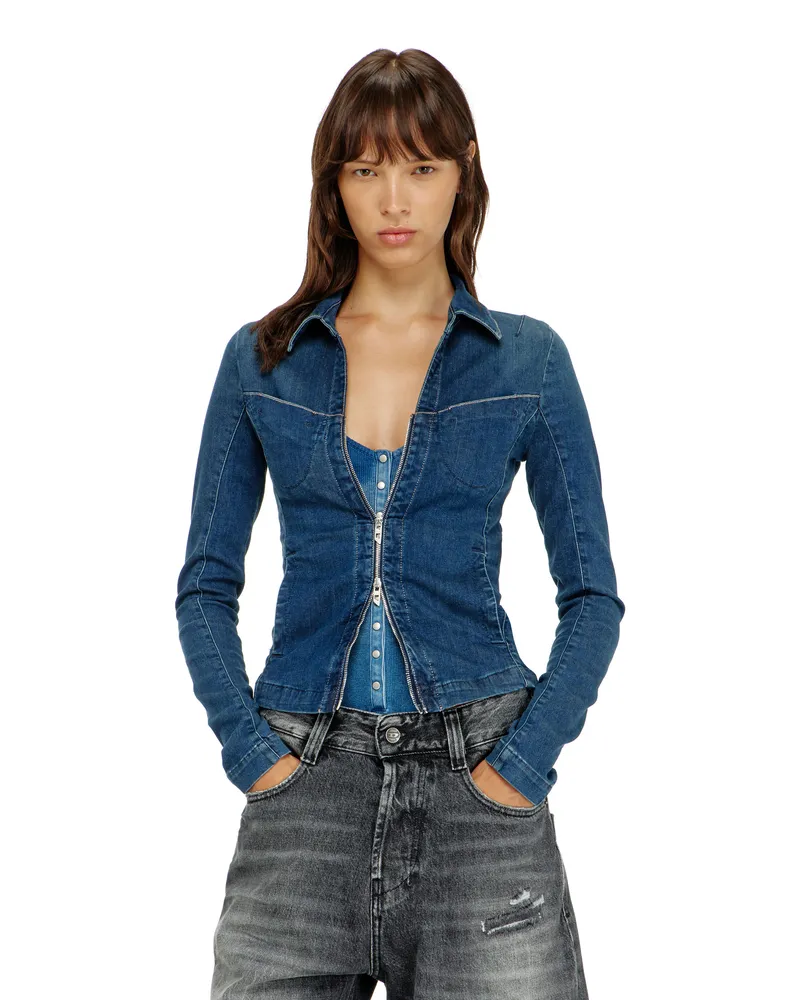 Diesel Hemd mit Reißverschluss aus denim - Denimhemden - Damen - Blau Blau