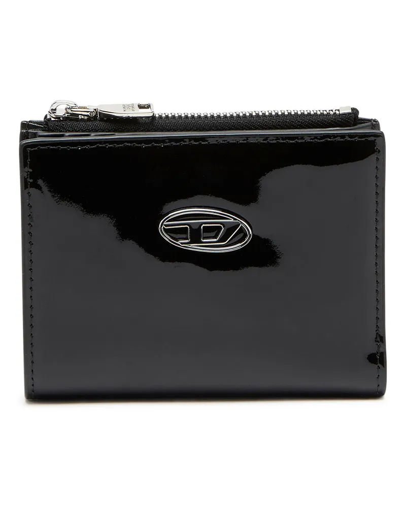Diesel Kleines Portemonnaie aus glänzendem Leder - Kleine Portemonnaies - Damen - Schwarz Schwarz