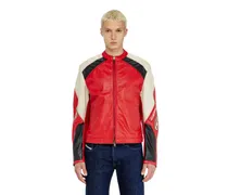Bikerjacke aus perforiertem Colour-Block-Leder - Lederjacken - Herren - Bunt