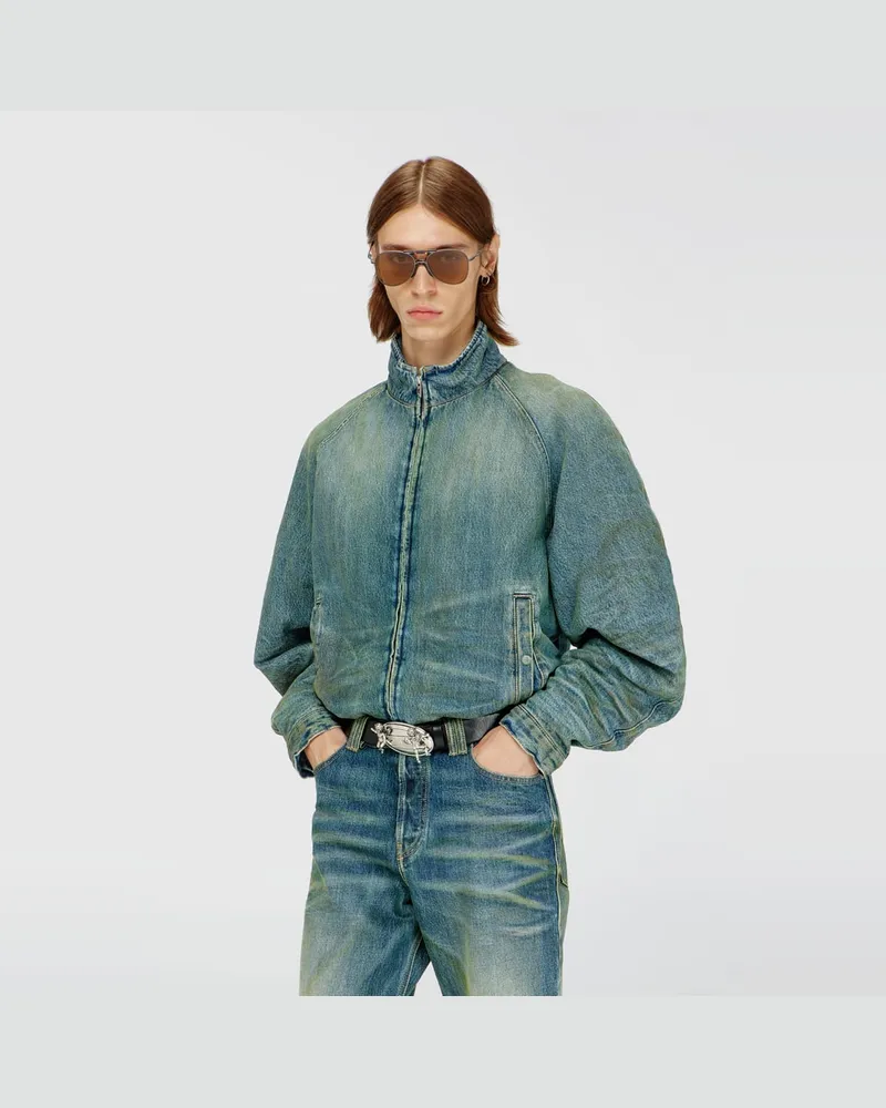 Diesel Steppjacke aus Denim mit Knitter- und Used-Effekt - Denim jacken - Herren - Blau Blau