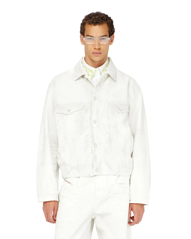 Diesel Elastische Truckerjacke aus Denim - Denim jacken - Herren - Weiss Weiss