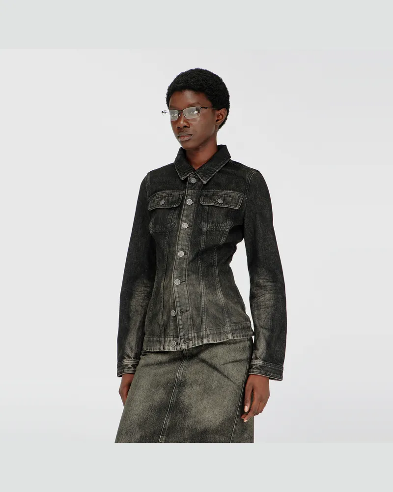 Diesel Gefütterte Truckerjacke aus Denim mit Dirty-Effekt - Denim jacken - Damen - Schwarz Schwarz