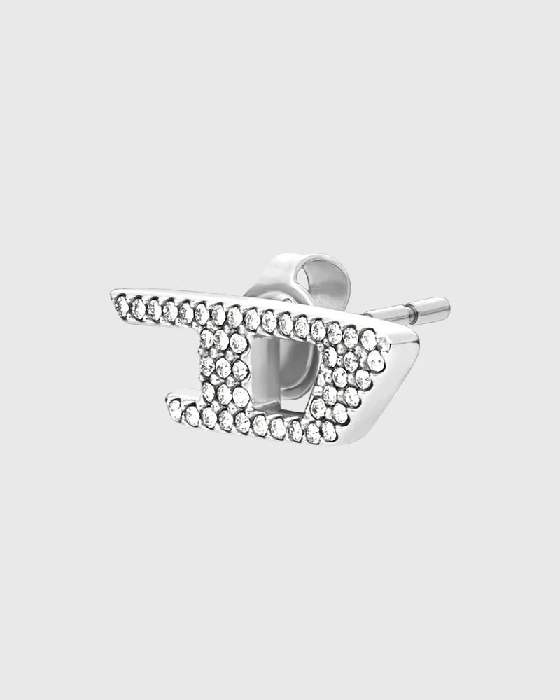 Diesel Steckerohrring aus Edelstahl mit Glitzereffekt - Ohrringe - Unisex - Silber Silber