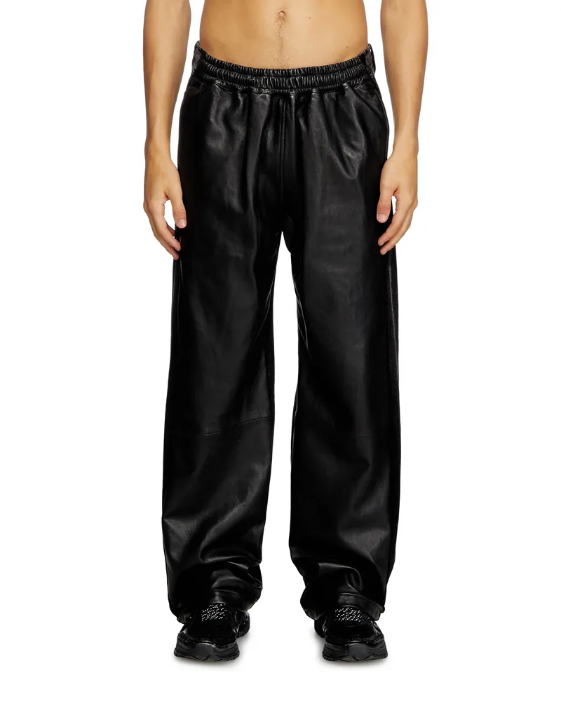 Diesel Hybride Hose aus Denim und Leder - Hosen - Herren - Schwarz Schwarz