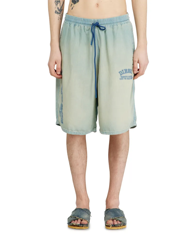 Diesel Shorts aus fließendem Denim mit Schmutzeffekt - Denim Kurze Hose - Unisex - Blau Blau