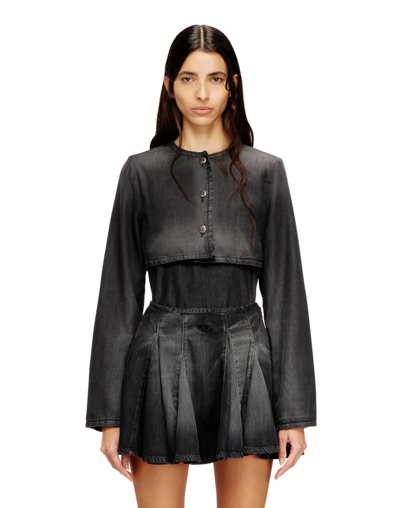 Diesel Kurz geschnittene Jacke aus leichtem Denim - Denim jacken - Damen - Schwarz Schwarz