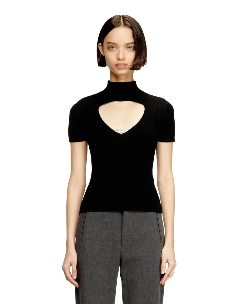 Diesel Wollstrick-Top mit Cut-Outs - T-Shirts - Damen - Schwarz Schwarz