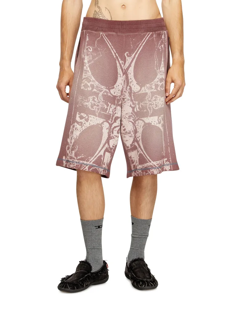 Diesel Waffel-Shorts mit mittelalterlichem Print - Kurze Hosen - Herren - Violett Violett