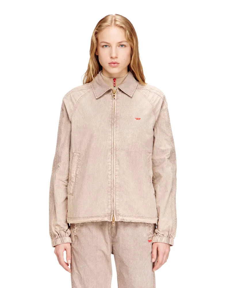 Diesel Taslan-Jacke mit gestreiften Ärmeln - Jacken - Unisex - Beige Beige