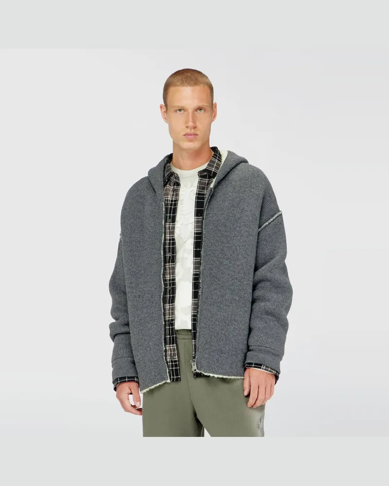Diesel Kapuzensweatjacke aus Strick mit zwei Strukturen und Reißverschluss - Strickwaren - Herren - Grau Grau