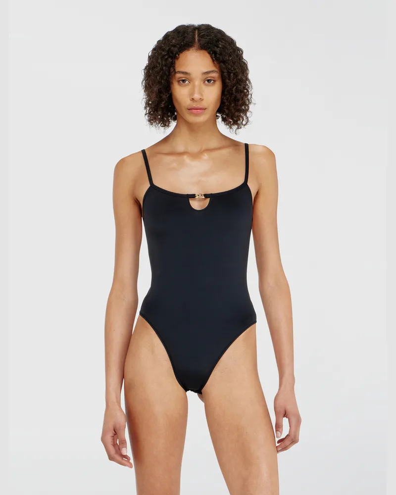 Diesel Nylon-Body mit Cut-out und Metall-Oval D - Bodys - Damen - Schwarz Schwarz