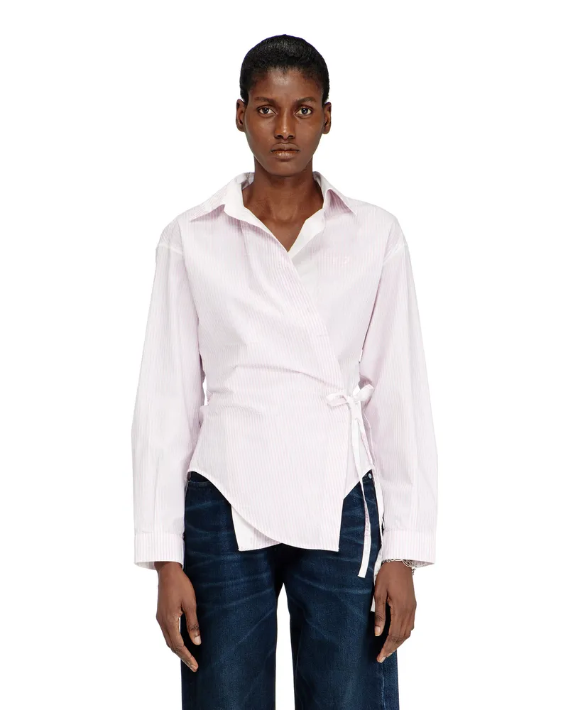 Diesel Popeline-Wickelbluse mit Nadelstreifen - Hemden - Damen - Rosa Rosa