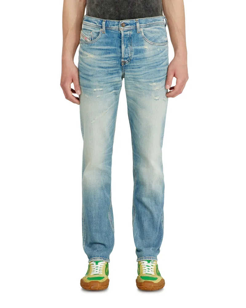 Diesel Regular Jeans Regular Waist 2023 D-Finitive, Hellblau, Knopfverschluss Blau