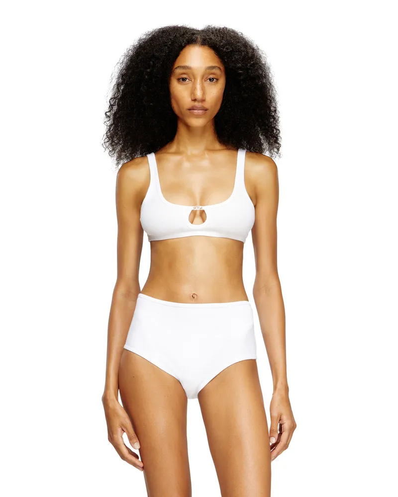 Diesel Soft-BH aus gerippter Baumwolle mit ovalem Schmuck-D - BHs - Damen - Weiss Weiss