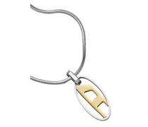 Halskette mit Anhänger aus zweifarbigem Edelstahl - Halsketten - Unisex - Silber