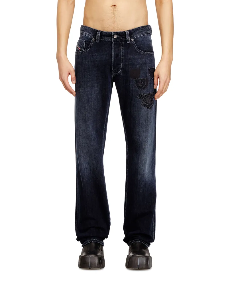 Diesel Regular Jeans Low Waist 1985 Larkee, Schwarz/Dunkelgrau, Knopfverschluss Blau