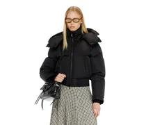 Wrinkled-nylon Daunenjacke mit abnehmbarer Kapuze - Winterjacken - Damen - Schwarz