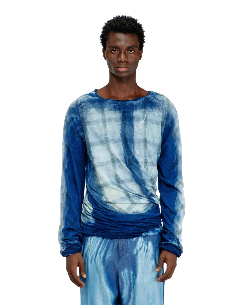 Diesel Gekreuztes, geschichtetes Top mit Röntgen-Effekt - T-Shirts - Herren - Blau Blau