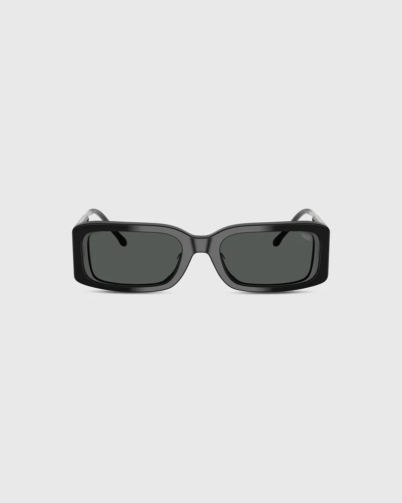 Diesel Rechteckige Sonnenbrille - Sonnenbrille - Unisex - Schwarz Schwarz