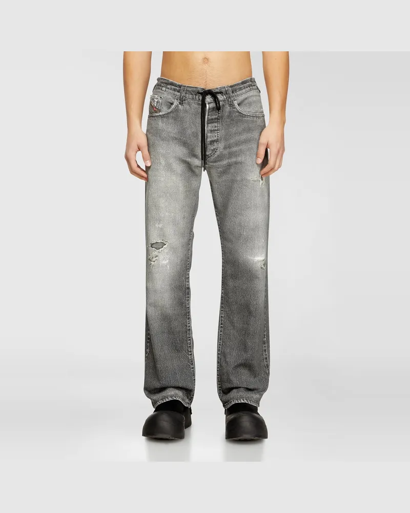 Diesel Relaxed Regular Waist 2080 D-Reel Joggjeans, Grau, Reißverschluss Grau