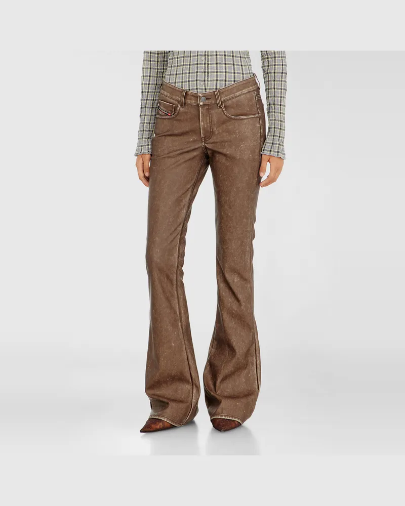 Diesel Bootcut-Hose aus beschichtetem Material - Hosen - Damen - Braun Braun