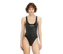 Baumwoll-Body mit Hahnentrittmuster - Bodys - Damen - Grau