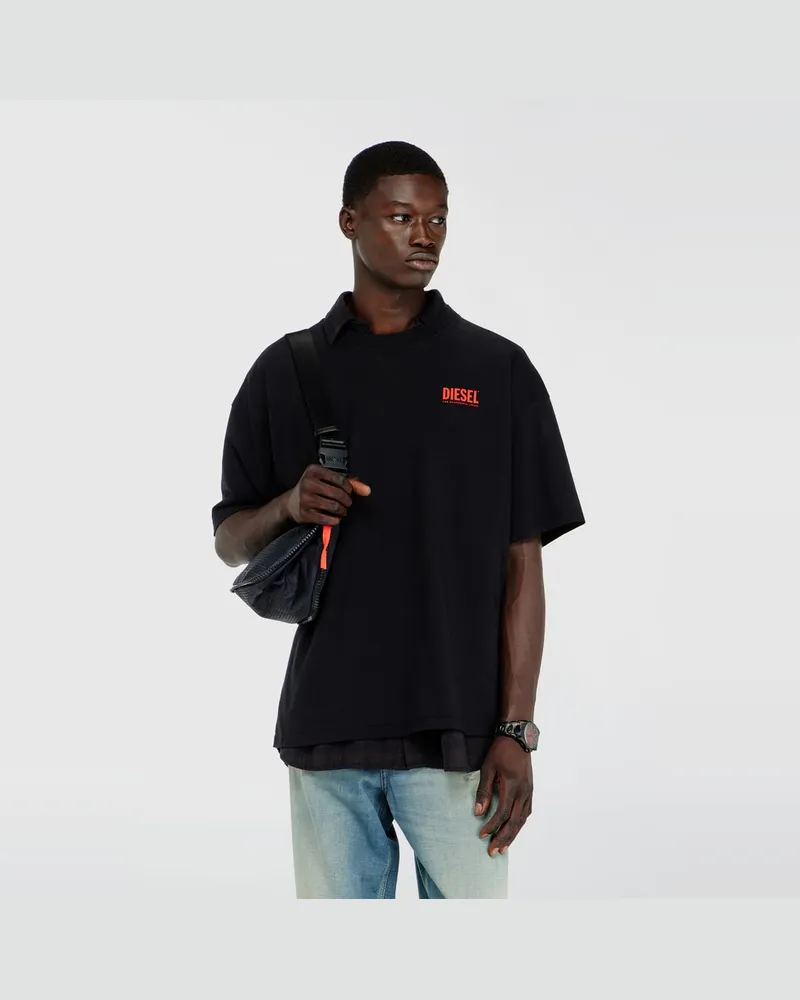Diesel Baumwoll-T-Shirt mit Diesel-Biscotto-Print - T-Shirts - Herren - Schwarz Schwarz