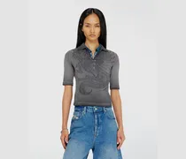 Slim-Poloshirt mit dévoré-Print - Polohemden - Damen - Grau